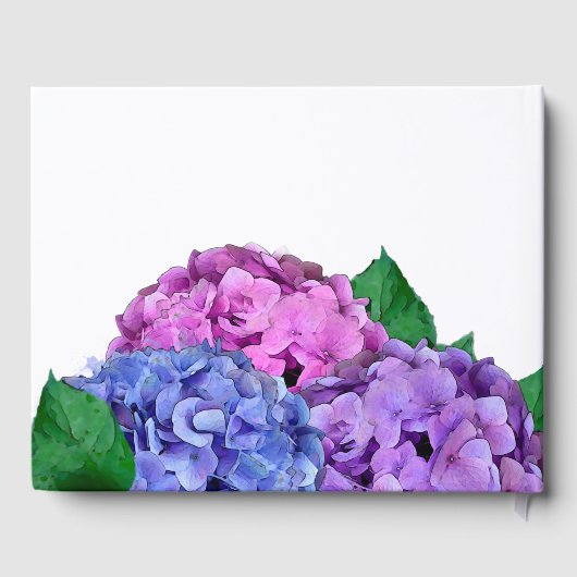 Blauwe en roze hydrangea Flowers Wedding Gastenboek (Achterkant)