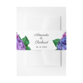 Blauwe en roze hydrangea Flowers Wedding Uitnodigingen Wikkel