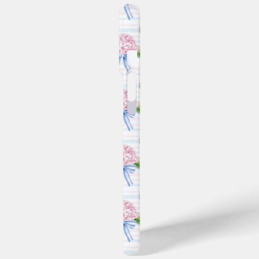Blauwe en Roze Hydrangea Gestreepte Case-Mate iPhone Case (Achterkant / Links)