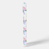 Blauwe en Roze Hydrangea Gestreepte Case-Mate iPhone Case (Achterkant / Links)