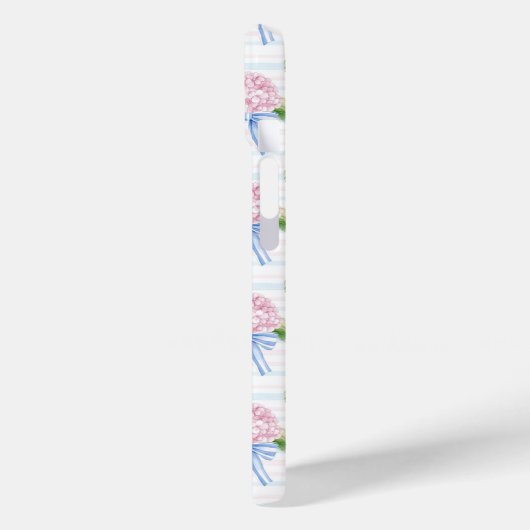 Blauwe en Roze Hydrangea Gestreepte Case-Mate iPhone Case (Achterkant / Links)