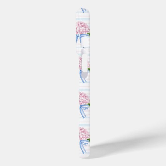 Blauwe en Roze Hydrangea Gestreepte Case-Mate iPhone Case (Achterkant / Links)