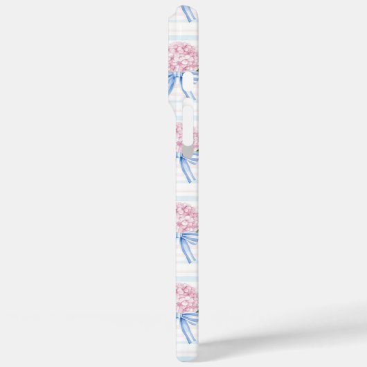 Blauwe en Roze Hydrangea Gestreepte Case-Mate iPhone Case (Achterkant / Links)