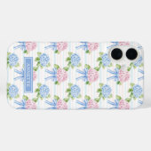 Blauwe en Roze Hydrangea Gestreepte Case-Mate iPhone Case (Achterkant (horizontaal))