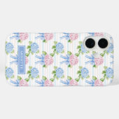 Blauwe en Roze Hydrangea Gestreepte Case-Mate iPhone Case (Achterkant (horizontaal))