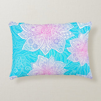 Blauwe en roze kleuren  bloemen naadloos accent kussen