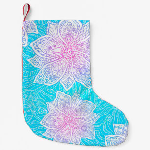 Blauwe en roze kleuren  bloemen naadloos kleine kerstsok