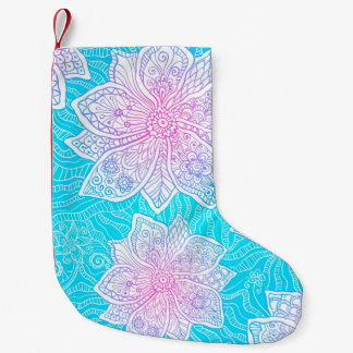 Blauwe en roze kleuren  bloemen naadloos kleine kerstsok