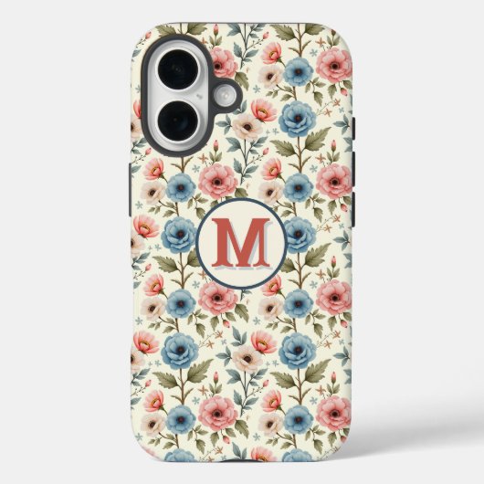 Blauwe en roze lente bloemen fantasie Case-Mate iPhone case (Achterkant)