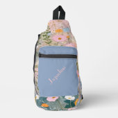 Blauwe en roze lente weiden achtergrond sling bag (Voorkant)