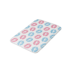 Blauwe en Roze Lippen Patroon, Lippenstift, Kus Badmat