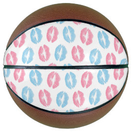 Blauwe en Roze Lippen Patroon, Lippenstift, Kus Basketbal