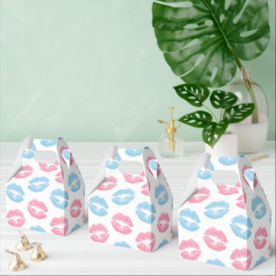 Blauwe en Roze Lippen Patroon, Lippenstift, Kus Bedankdoosjes
