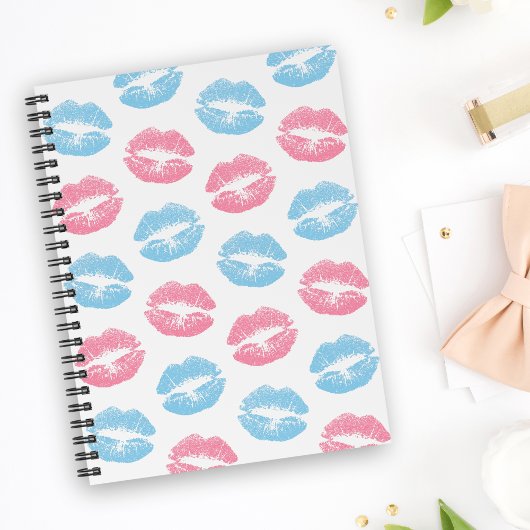 Blauwe en Roze Lippen Patroon, Lippenstift, Kus Planner