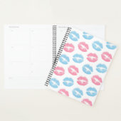 Blauwe en Roze Lippen Patroon, Lippenstift, Kus Planner (Display)