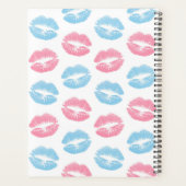 Blauwe en Roze Lippen Patroon, Lippenstift, Kus Planner (Achterkant)