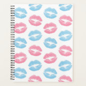 Blauwe en Roze Lippen Patroon, Lippenstift, Kus Planner (Voorkant)