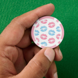 Blauwe en Roze Lippen Patroon, Lippenstift, Kus Poker Chips