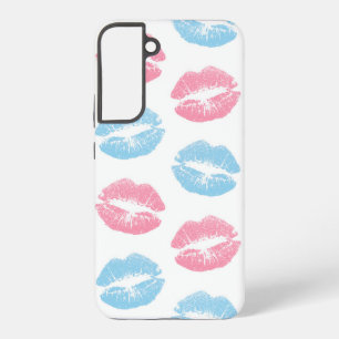 Blauwe en Roze Lippen Patroon, Lippenstift, Kus Samsung Galaxy Hoesje