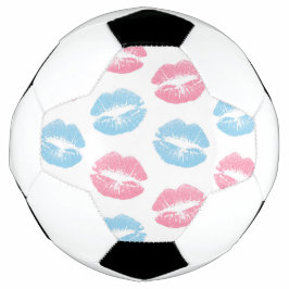 Blauwe en Roze Lippen Patroon, Lippenstift, Kus Voetbal