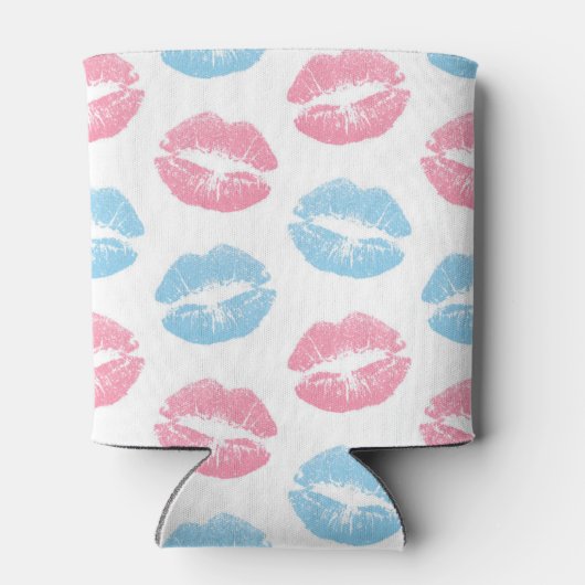 Blauwe en Roze Lippenpatroon, Lippenstift, Kus Blikjeskoeler (Achterkant)