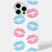 Blauwe en Roze Lippenpatroon, Lippenstift, Kus Case-Mate iPhone Case (Achterkant)
