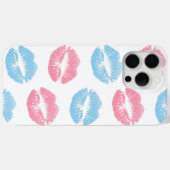 Blauwe en Roze Lippenpatroon, Lippenstift, Kus Case-Mate iPhone Case (Achterkant (horizontaal))