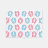 Blauwe en Roze Lippenpatroon, Lippenstift, Kus Fleece Deken (Voorkant (Horizontaal))