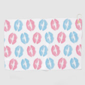 Blauwe en Roze Lippenpatroon, Lippenstift, Kus Golfhanddoek (Horizontaal)