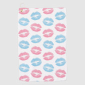 Blauwe en Roze Lippenpatroon, Lippenstift, Kus Golfhanddoek (Voorkant)