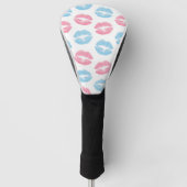 Blauwe en Roze Lippenpatroon, Lippenstift, Kus Golfheadcover (Voorkant)