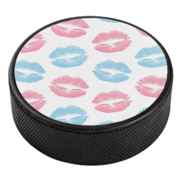 Blauwe en Roze Lippenpatroon, Lippenstift, Kus Hockey Puck