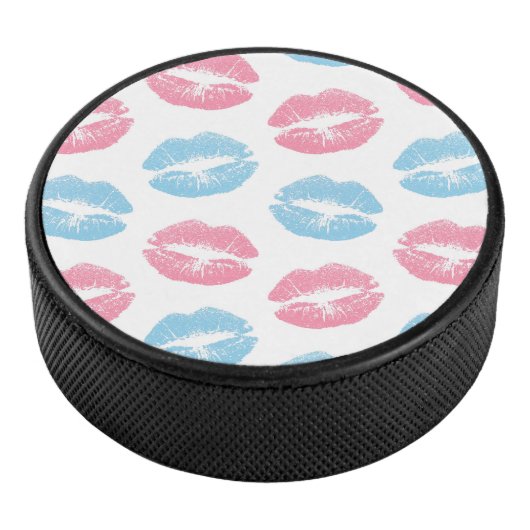 Blauwe en Roze Lippenpatroon, Lippenstift, Kus Hockey Puck (3/4)