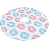 Blauwe en Roze Lippenpatroon, Lippenstift, Kus Kerstboom Rok (Gekanteld)