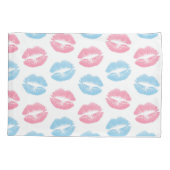 Blauwe en Roze Lippenpatroon, Lippenstift, Kus Kussensloop (Achterkant)