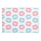 Blauwe en Roze Lippenpatroon, Lippenstift, Kus Kussensloop (Voorkant)
