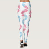 Blauwe en Roze Lippenpatroon, Lippenstift, Kus Leggings (Achterkant)