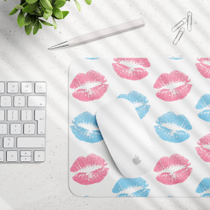 Blauwe en Roze Lippenpatroon, Lippenstift, Kus Muismat