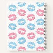 Blauwe en Roze Lippenpatroon, Lippenstift, Kus Notitieboek (Achterkant)
