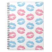 Blauwe en Roze Lippenpatroon, Lippenstift, Kus Notitieboek (Voorkant)