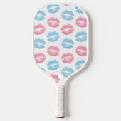 Blauwe en Roze Lippenpatroon, Lippenstift, Kus Pickleball Paddle (Achterkant)