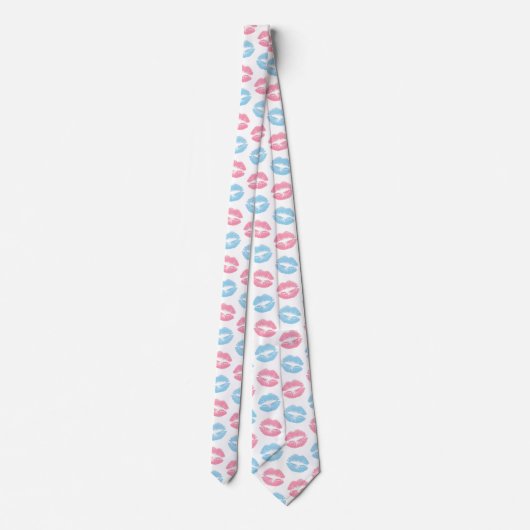 Blauwe en Roze Lippenpatroon, Lippenstift, Kus Stropdas (Achterkant)