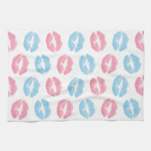 Blauwe en Roze Lippenpatroon, Lippenstift, Kus Theedoek (Horizontaal)