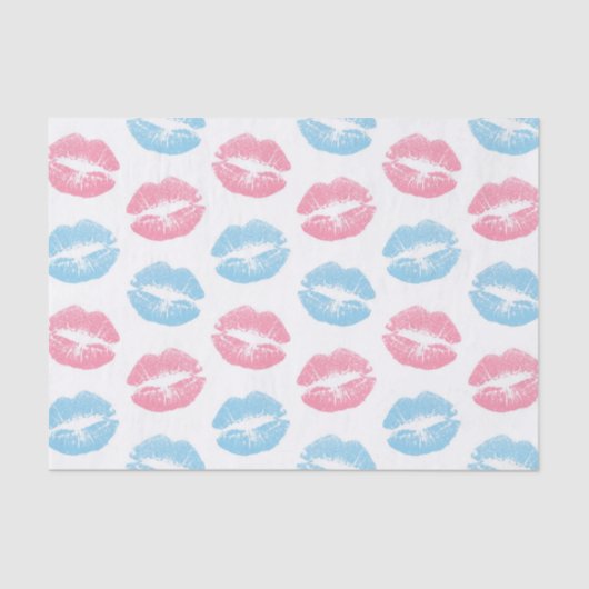 Blauwe en Roze Lippenpatroon, Lippenstift, Kus Tissuepapier (Voorkant)