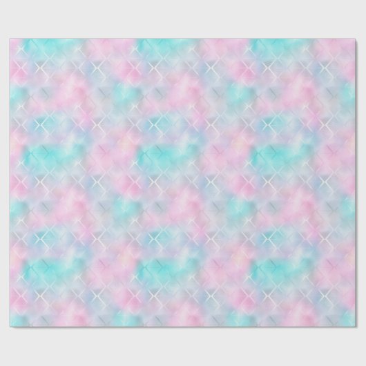 Blauwe en roze marmer Waterverven Cadeaupapier (Vlak)