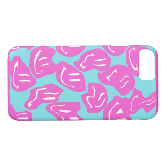 blauwe en roze melty smiley telefooncel Case-Mate iPhone case (Achterkant (Horizontaal))