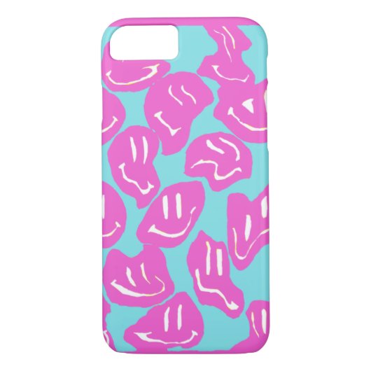 blauwe en roze melty smiley telefooncel Case-Mate iPhone case (Achterkant)