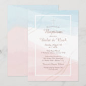 Blauwe en roze moderne religieuze uitnodiging (Voorkant / Achterkant)