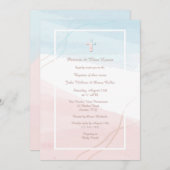 Blauwe en roze moderne religieuze uitnodiging (Voorkant / Achterkant)