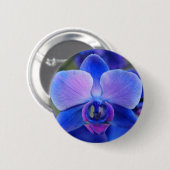 Blauwe en roze orchidee Button (Voorkant /achterkant)